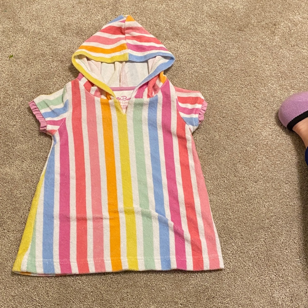 Colorful Striped Hooded swim cover up